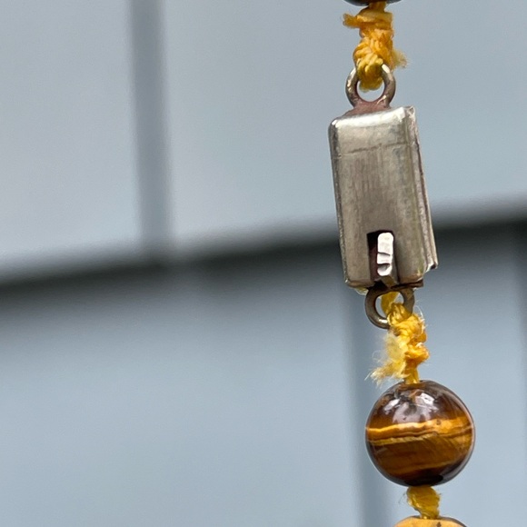 Vintage Tiger Eye necklace artisan crafted beaded tribal stone long - Picture 10 of 14